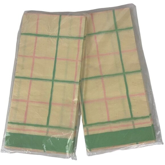 Hallmark Table Cover Set Of 2 Plaid 54x102 Pink Green - Picture 2 of 3